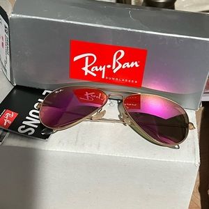 Ray-Ban New RB3025 Aviator Large Metal Mirrored UNISEX Pink Lens